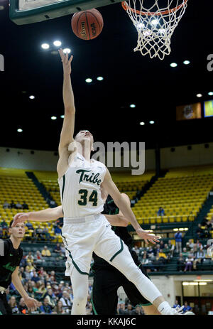 Williamsburg, VA, États-Unis d'Amérique. 29 Nov, 2017. 20171129 - William et Mary guard DAVID COHN (34) marque contre Marshall University dans le premier semestre à Kaplan Arena à Williamsburg, en Virginie Crédit : Chuck Myers/ZUMA/Alamy Fil Live News Banque D'Images