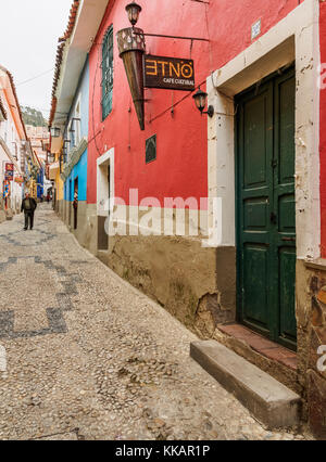 Calle Jaen, vieille ville, la Paz, Bolivie, Amérique du Sud Banque D'Images