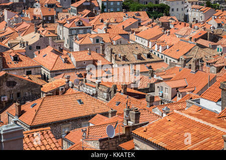 La recherche à travers un sol en terre cuite de Dubrovnik, Dubrovnik, Abri international Croata, Europe Banque D'Images