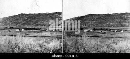 Stéréophotogramme à une distance d'un champ près de la USGS camp Sweetwater River, Wyoming. Image courtoisie USGS. 1870. Banque D'Images