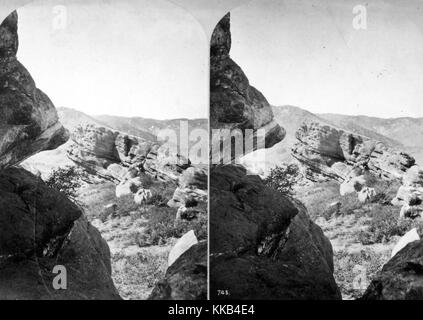 Stéréophotogramme d'avis parmi les rochers de Pleasant Park, Colorado. Image courtoisie USGS. 1874. Banque D'Images