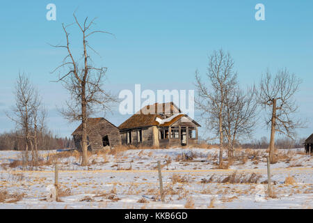 Maison de ferme abandonnée sur le pariries Banque D'Images