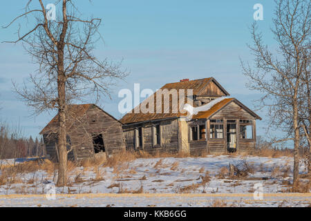 Maison de ferme abandonnée sur le pariries Banque D'Images