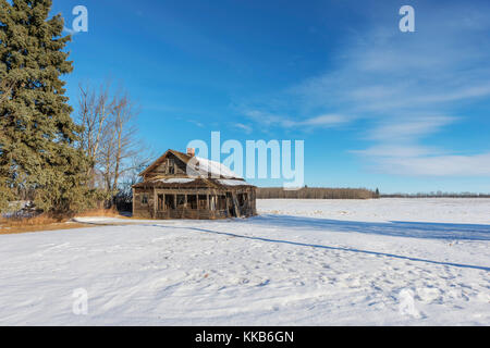 Maison de ferme abandonnée sur le pariries Banque D'Images