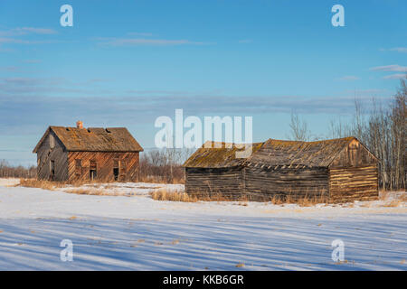 Maison de ferme abandonnée sur le pariries Banque D'Images