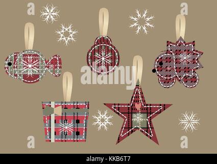 Des jouets pour arbre de Noël sur fond sombre Illustration de Vecteur