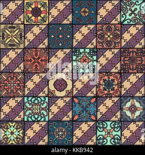 Modèle sans couture avec carrelage portugais à Talavera, azulejo. style marocain, Mexican ornaments Illustration de Vecteur