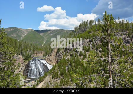 Cascades dans le yellowstone gibbons Banque D'Images