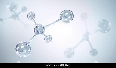 Atome ou molécule, atome ou molécule résumé de la science de la structure ou des antécédents médicaux, 3d illustration Banque D'Images