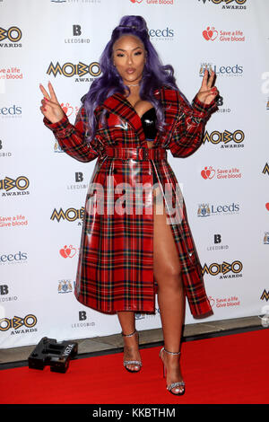 Stefflon Don participant à la 22e MOBO Awards tenue à Leeds Premier Direct Arena, de l'argile le Pit Lane, Leeds. Photo Date : mercredi 29 novembre, 2017. Crédit photo doit se lire : Danny Lawson/PA Wire Banque D'Images