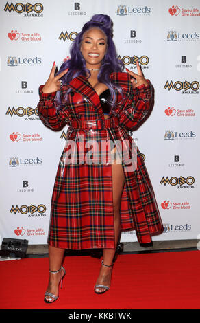 Stefflon Don participant à la 22e MOBO Awards tenue à Leeds Premier Direct Arena, de l'argile le Pit Lane, Leeds. Photo Date : mercredi 29 novembre, 2017. Crédit photo doit se lire : Danny Lawson/PA Wire Banque D'Images