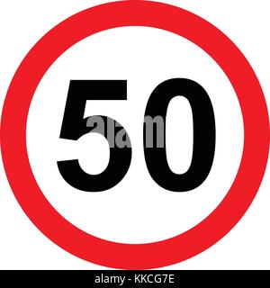 Le panneau de signalisation de limite de vitesse 50, vector illustration. Illustration de Vecteur