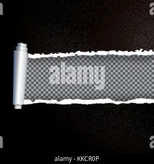 Black réaliste à ouvrir, avec copie espace papier. vector illustration. rip bords. Illustration de Vecteur