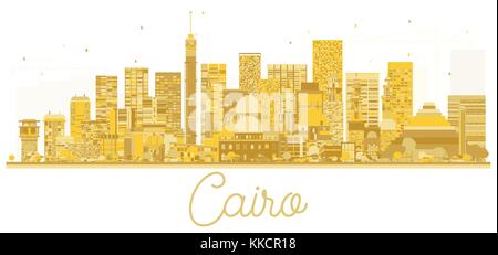 Le Caire Égypte ville silhouette d'or. Vector illustration. Concept de voyages d'affaires. Vue urbaine avec des points de repère. Illustration de Vecteur