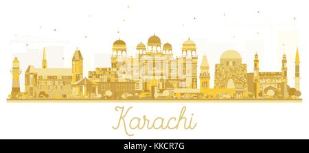 Karachi Pakistan City skyline silhouette d'or. Vector illustration. Illustration de Vecteur