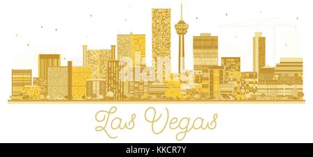 Las vegas usa city skyline silhouette d'or. vector illustration. Les voyages d'affaires. concept cityscape avec repères. Illustration de Vecteur