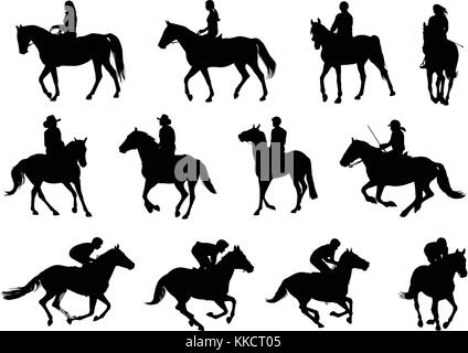 Les gens de l'équitation - vector silhouettes Illustration de Vecteur