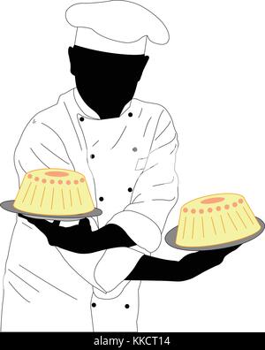 Pâtissier tenant deux gâteaux - vector Illustration de Vecteur