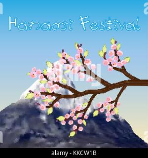 Festival hanami sakura direction générale et fuji mountain Illustration de Vecteur
