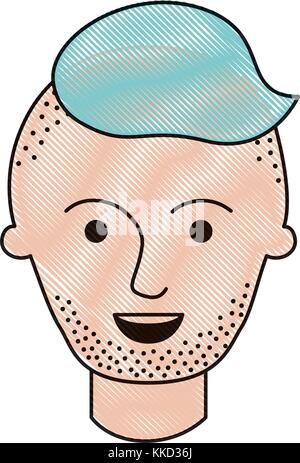 Visage masculin avec une coupe de cheveux et barbe de fondu de couleur en silhouette crayon Illustration de Vecteur