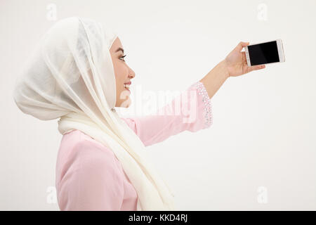 Close up of malay femme selfies Banque D'Images