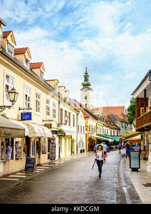 Zagreb, Croatie, le 1 septembre 2017 : ivana rue tkalciceva - rue commerçante piétonnière en plein centre-ville de Zagreb Banque D'Images