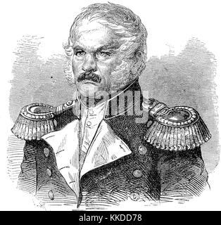 Alexei Petrovitch Yermolov ou Jermolov, Juni 1777 - avril 1861, était un général impérial russe du 19e siècle qui commandait les troupes russes dans la guerre du Caucase, des photos de l'époque de 1855, l'amélioration numérique reproduction d'une gravure sur bois originale Banque D'Images