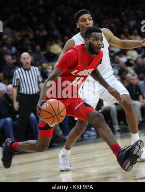 Le 06 décembre 2017 : Nouveau Mexique. Jachai Simmons durs dans la voie contre Colorado au second semestre à la Coors Events Center. Banque D'Images