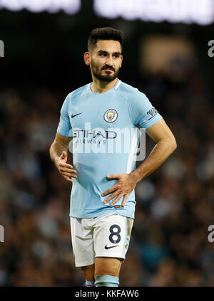 La ville de Manchester au cours de l'Ilkay Gundogan Premier League match au stade Etihad, Manchester. ASSOCIATION DE PRESSE Photo. Photo date : mercredi 29 novembre, 2017. Voir l'ACTIVITÉ DE SOCCER histoire Man City. Crédit photo doit se lire : Martin Rickett/PA Wire. RESTRICTIONS : EDITORIAL N'utilisez que pas d'utilisation non autorisée avec l'audio, vidéo, données, listes de luminaire, club ou la Ligue de logos ou services 'live'. En ligne De-match utilisation limitée à 75 images, aucune émulation. Aucune utilisation de pari, de jeux ou d'un club ou la ligue/dvd publications. Banque D'Images