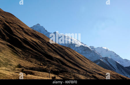 Vue à l'intérieur de l'Aoraki/Mount Cook national park, à partir de l'autoroute 80, à proximité de mount Cook village Banque D'Images