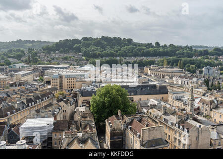Vue depuis le toit de la tour de l'abbaye de Bath. Banque D'Images