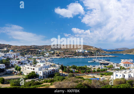 Vue magnifique sur le port de l'île de Lipsi, Dodécanèse, Grèce Banque D'Images