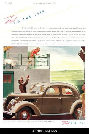 1938 Ford V-8 magazine britannique '22' Annonce Voiture Banque D'Images