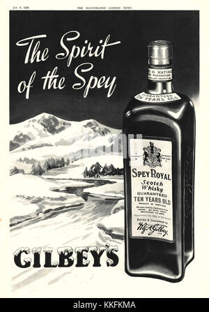 1938 Magazine BRITANNIQUE Spey Royal Whisky Annonce Banque D'Images