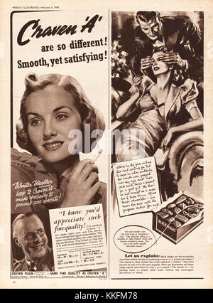 1938 Le magazine britannique annonce une cigarette Craven Banque D'Images