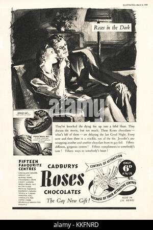 1939 Le magazine britannique Roses annonce Cadburys Banque D'Images