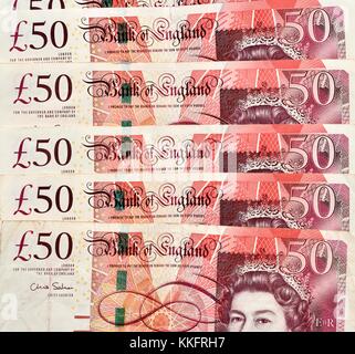 Notes 50 livres sterling Banque D'Images