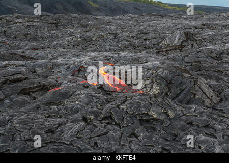 Les flux de lave chaude, près de Hawaii Big island Banque D'Images