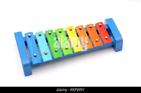 8 couleurs ton toy xylophone en métal et bois Banque D'Images