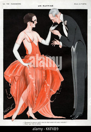 La vie parisienne 1923 1920 France ValdÕes illustrations sucreries Daddy hommes femmes robes soirée robe tuxedos tenue de soirée cravate noire menÕs Banque D'Images