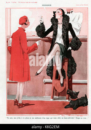 La vie parisienne 1929 1920 France cc femmes fumeuses bars chiens snobs femmes manteaux cocktails Banque D'Images