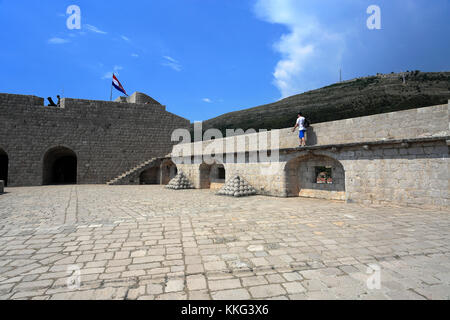 Fort Lovrijenac, Dubrovnik, la côte dalmate, Mer Adriatique, la Croatie, Balkans, Europe. Dubrovnik est un UNESCO World Heritage Site. Banque D'Images