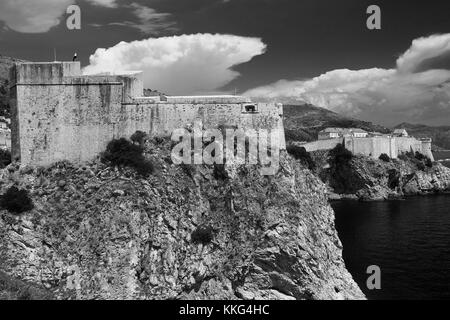 Fort Lovrijenac, Dubrovnik, la côte dalmate, Mer Adriatique, la Croatie, Balkans, Europe. Dubrovnik est un UNESCO World Heritage Site. Banque D'Images