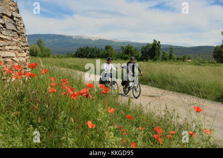 Tour à vélo autour du ministère Vancluse, Provence, France Banque D'Images