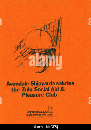 Le Zulu social Aid & Pleasure Club (SAPC) a participé au défilé mardi gras 1974 à la Nouvelle-Orléans. Leur flotteur spécial, connu pour sa créativité et son design vibrant, a été un point culminant du défilé cette année-là. Banque D'Images