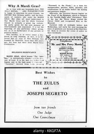 Le défilé de mardi gras du Zulu social Aid and Pleasure Club en 1974 a été l'un des événements culturels importants de la Nouvelle-Orléans. Zulu est connu pour ses traditions vibrantes, ses costumes et sa participation aux célébrations du carnaval de la ville. Banque D'Images