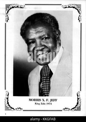 Une image ou un programme commémoratif de la célébration du mardi gras 1974 organisée par le Zulu social Aid & Pleasure Club à la Nouvelle-Orléans. Le Zulu Club est connu pour sa participation dynamique à l'événement annuel. Banque D'Images