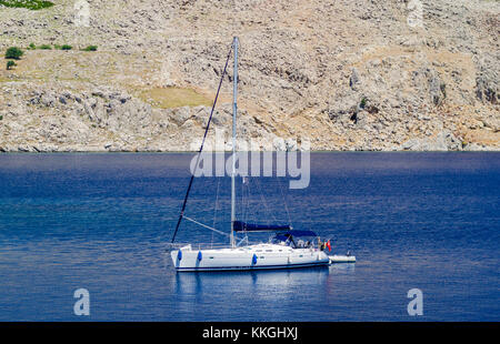 La location sur la côte de l'île de Symi dans le Dodécanèse, Grèce Banque D'Images