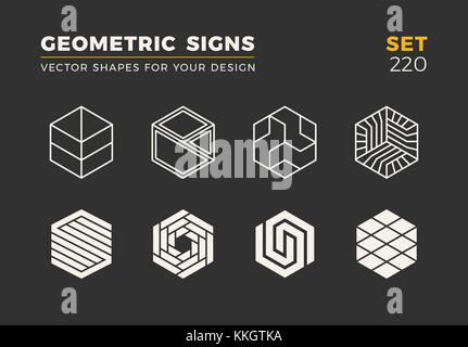 Ensemble de huit formes tendance minimaliste élégant. logo vector emblèmes pour votre conception. signes géométriques simples collection. Illustration de Vecteur