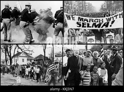 Cette image présente un collage représentant les marches Selma to Montgomery de 1965, un événement clé dans le mouvement américain des droits civiques qui a conduit à d'importantes réformes du droit de vote aux États-Unis. Banque D'Images